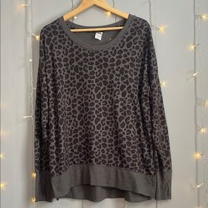 Gray Leopard Print Sweater